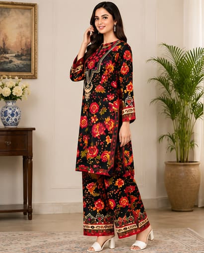 Premium Lawn 2-Piece Stitched Suit – Printed Shirt & Shalwar