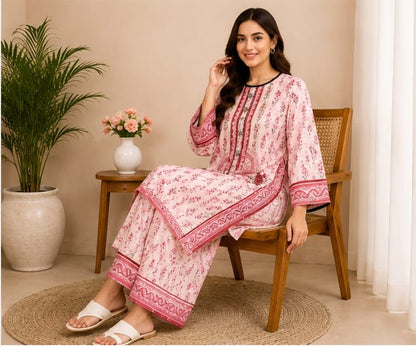 Elegant Printed 2-Piece Lawn/Grip Suit for Women